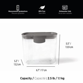 Starfrit ProKeeper Brown Sugar Container with Terracotta Disk - Graduated Measurements - 2.5LB/1.1KG - Airtight, Clear