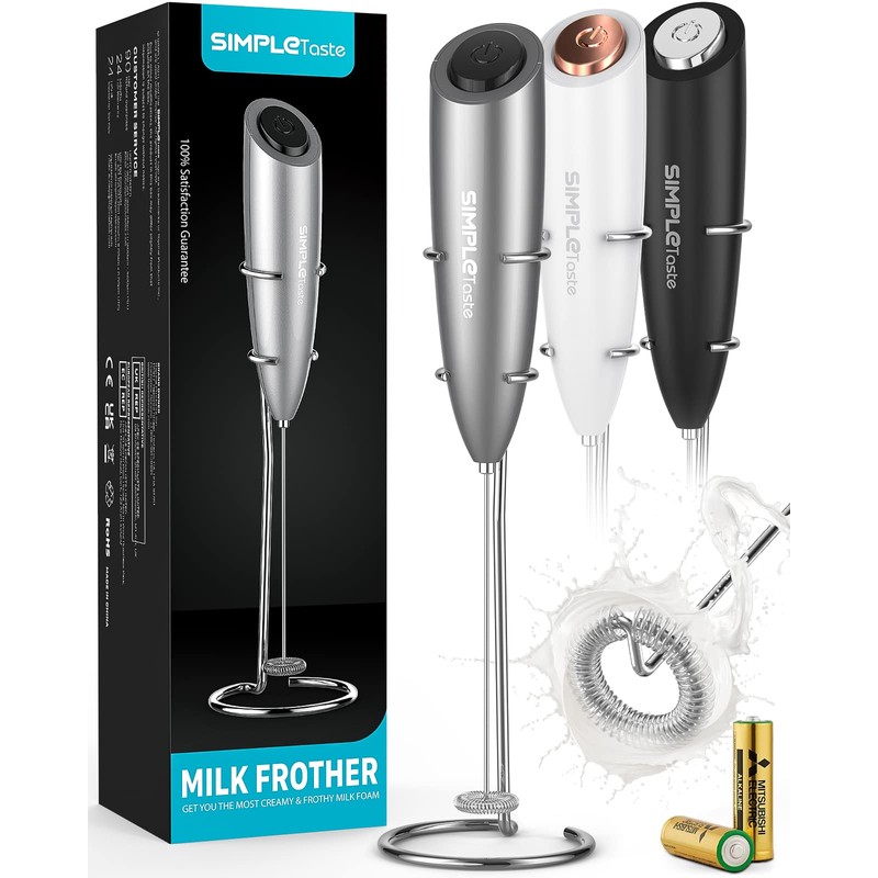 SIMPLETaste Milk Frother Handheld Battery Operated Electric Foam Maker, Drink