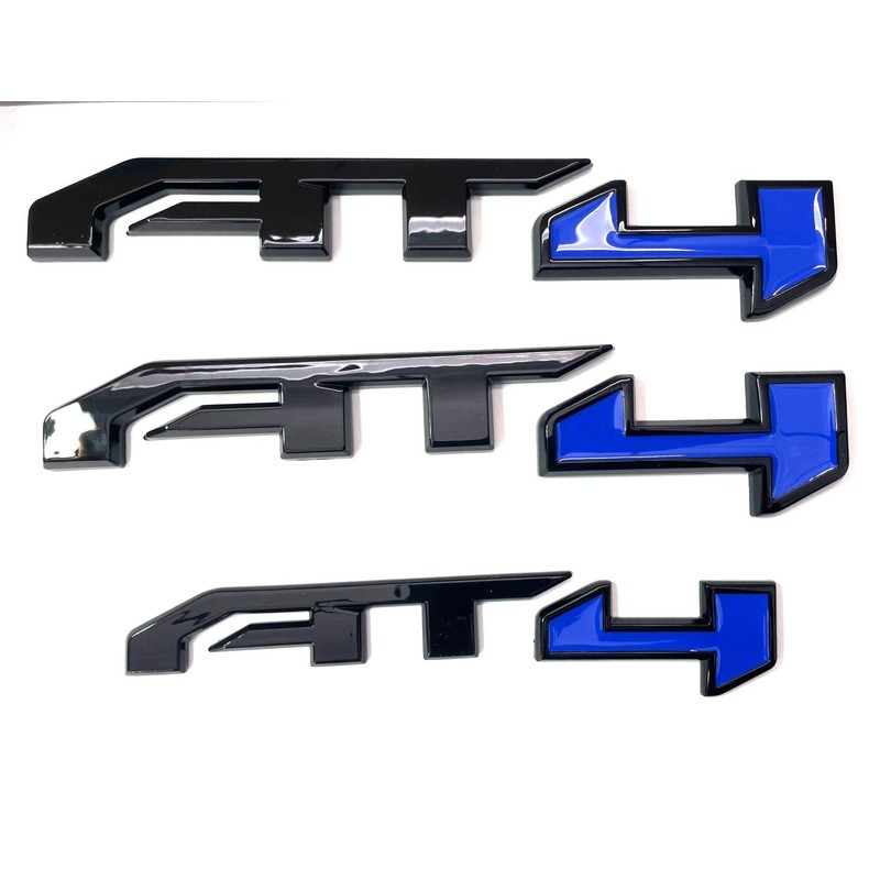 AT4 Badge Emblems 3-Piece in Glossy Black & Blue for