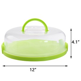 12inch Portable Pie Carrier with Lid and Cupcake Muffin Tart Cookie Keeper Food, for Wedding Party Baby Shower Party Christmas (Green)