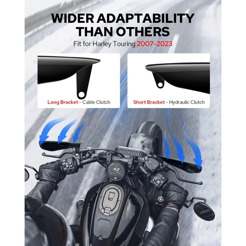 Benlari Stainless Steel Handguards, Larger Hand Guards Fit for Harley