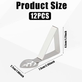 NQEUEPN Pack of 12 Leaf Shape Tablecloth Clips, Suitable for 2-3 cm Thick Tables, Stainless Steel Table Clips, Table Cloth Holder for Picnic, Camping, Outdoor, Party, Wedding