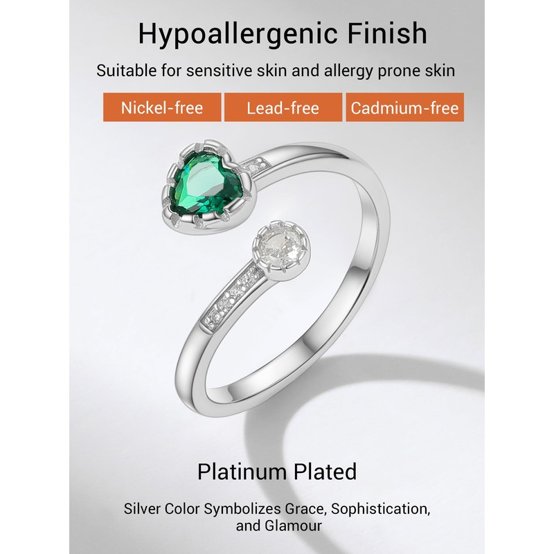 PROSILVER Adjustable Rings 925 Sterling Silver Rings for Women October