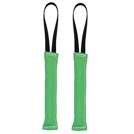 Redline K9 Dog Bite Tug Toy 1.5 inch X 10 inch 1 Handle French Linen Bundle of 2 - (Green) Dog Tug Toy