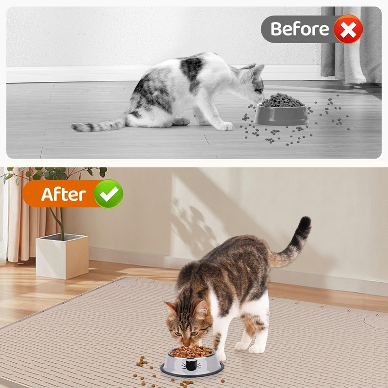 Bartuke Cat Food Mat, 40" x 28" Extra Large Silicone