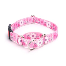 Moonpet Martingale Collar for Dogs Adjustable Soft Durable Dog Collar for Small Medium Large Boy and Male Dogs No Pull No Slip Safety Buckle Dog Collars-Pink Flower/Medium