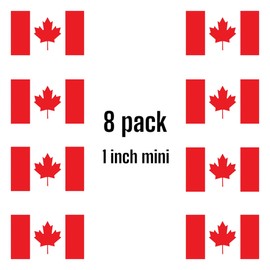 Canada Flag Mini Vinyl Decal Stickers, 1 Inch, 8 Pack, for Laptops, Cars, Mugs