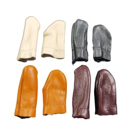 Reccisokz 2 Pairs Finger Protectors, Knitted Leather Thumb Index Finger Protectors, Felt Knitted Thumb for DIY Crafts, Sewing Quilting Tools, Random Colours