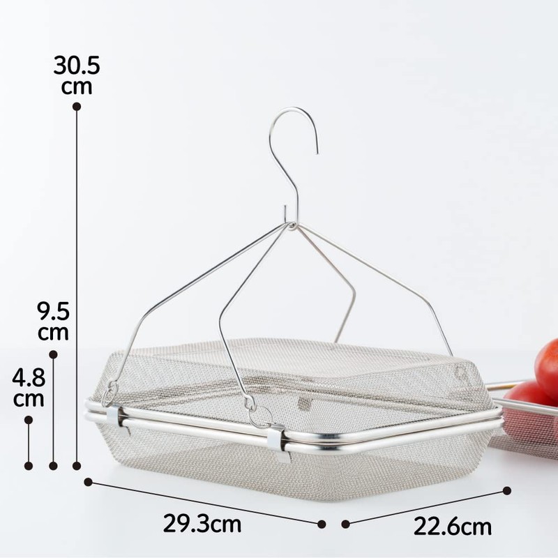 Yoshikawa Good Lifestyle Tool, Stainless Steel, Square Shape, Drying Basket