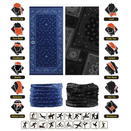 VANCROWN Headband Neck Gaiter Head Wrap Headwear Face Mask Magic Scarf Bandana for Men and Women (9PC.Dimgray Series)