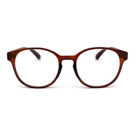 SA106 Round Thin Keyhole Horn Rim Plastic Reading Glasses Brown +1.25