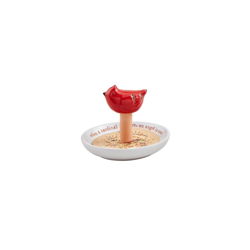 Mud Pie Cardinal Ceramic Bird Feeder; 6" X 5 1/2"