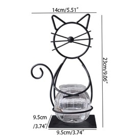 Desktop Glass Planter Vase Holder, Metal Cat Plant Terrarium Stand for Hydroponics Plants Home Garden Wedding Decoration Outdoor Planter