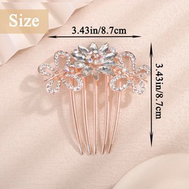 Aimimier Dainty Flower Butterfly Rhinestone Hair Side Combs Sparkly Crystal Long Teeth Comb Wedding Bridal Hair Accessories for Women (Clear)