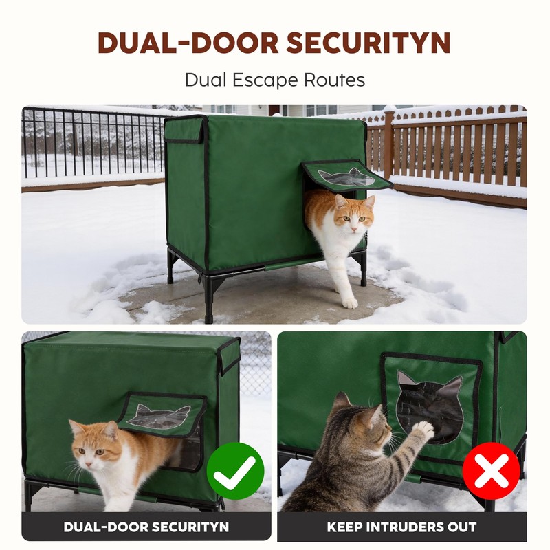 Weather Resistant Outdoor Cat House Green 24" x 20" x
