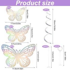 CYUaoao Christmas Decorations Butterfly Party Decoration Laser Butterfly Birthday Decoration Reusable Hanging Spirals Garland with 12 Butterflies and 12 Hanging Swirls