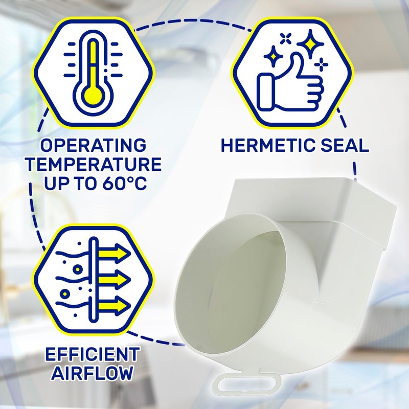 Elbow Pipe Connector Rectangular to Round ø 100mm with Operating