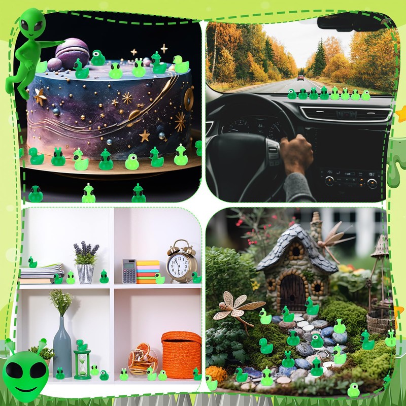 GGSTDDUP 64 Pcs Mini Resin Alien Ducks Figures, Tiny Alien