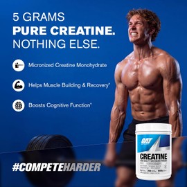 GAT SPORT 100 Monohidrato de creatina en polvo - 1000 gr - 200 porciones - Para hombres y mujeres - Sin Sabor - 100 Creatina Micronizada de alta