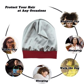 Soft Sleep Cap Protect Hair Bonnet Gifts for Daughter Night Headwear Burgundy