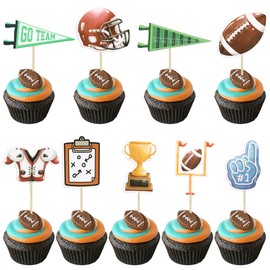 Gyufise 36Pcs Football Cupcake Toppers - Football Birthday Party Decorations, First Down Cupcake Topper, Baby Shower Decorations, Super Bowl Party Supplies