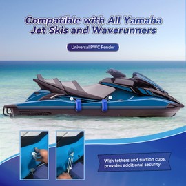 ColleRain Jet Ski Bumpers, Universal PWC Fenders Fit Yamaha Jet Skis, Waverunner Bumpers with Quick Attachment for Jet Ski Fender, 2 Pack, Blue