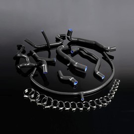 PIT66 Silicone Radiator Hose Kit,Compatible with 1994-1998 Vw Golf MK3 VR6 2.8 2.9 Black with Clamps