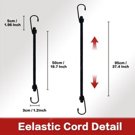 Premium Quality Rubber Rope with Hooks 24in, Super Strong Black Bicycle Cargo Rubber Outdoor, Weather Resistant, Tarpaulin Cover, Canvas Canopy, Cargo, Motorcycles (4 Pack)