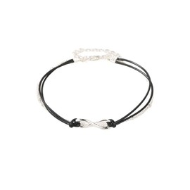 Vurotry Black Anklet Chains for Women Layered Silver Gold Cubic Zirconia Infinity Charm Anklet Bracelet Boho Leather Delicate Summer Beach Jewelry, adjustable, Alloy, no gemstone