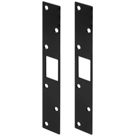 Bryzaxu 2 Packs Deadbolt Strike Plate Door Backplate Door Security Devices, High Security, Steel Metal Striker Plates Door Reinforcement Plate, Door Latch Strike Plate Repair Kits (Black)