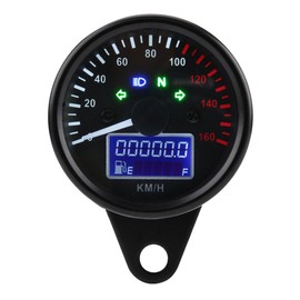 Super Cub C50 Speedometer, Moped Meter, 1 x Motorcycle Speedometer, Multifunctional LED Speedometer, DC 12V Qiilu Bi-Speed Meter, Odometer, Backlight, Gasoline Meter, Universal LCD Speedometer,