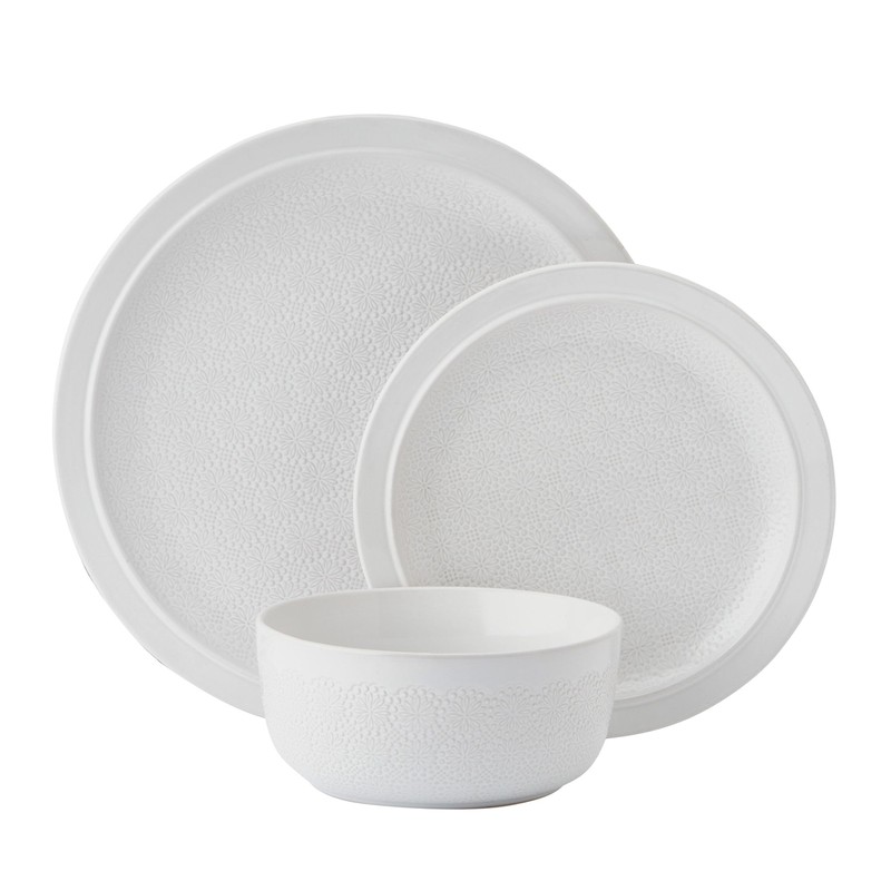 Pfaltzgraff Blooming Meadow 12 Piece Plates Bowls Dinnerware Set, Service