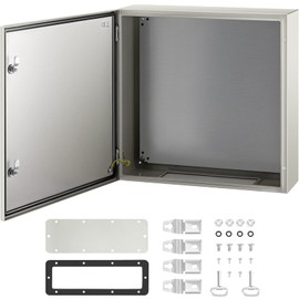 VEVOR NEMA Steel Enclosure, 24 x 24 x 8'' NEMA 4X Steel Electrical Box, IP66 Waterproof & Dustproof, Outdoor/Indoor Electrical Junction Box, with Mounting Plate