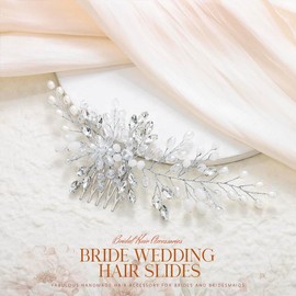 Latious Silver Wedding Hair Comb Rhinestone Bridal Hair Piece Pearl Hair Accessories for Women