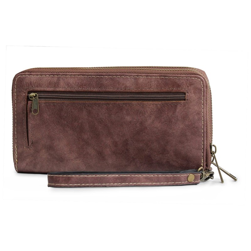 Double Zipper Long Clutch Wallet Cellphone Wallet for Women with