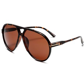 Breaksun Retro Oversized Aviator Sunglasses for Women Men Trendy 70s Big Round Aviator Sun Glasses Vintage Shades, Tortoise/Brown, MM