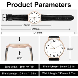 OFFCUP Men's Analogue Quartz Watch with Leather Strap, Minimalist Watch for Men with Large Dial, Classic Business Watch, Easy to Read, White Dial - Rose Gold Case, Strap.