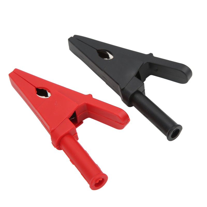 10pcs Electric Test Clip Brass Red Black 4mm/0.2in Hole 20mm/0.8in