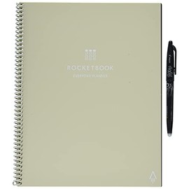Rocketbook Smart Reusable Everyday Planner. Week, Month, Annual, To-Do List, Goal Templates. Journal and Notebook Pages. Undated Organizer, 8.5" x 11" Letter Size with Pen and Cloth, Beige