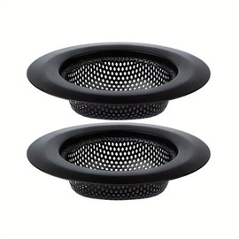 BARTANS Kitchen Sink Strainers | Kitchen Sink Drain Strainer, Kitchen Essentials (Black) (2 Pack) Large Wide Rim 4.5" Diameter for Homeowners