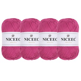 NICEEC 4 Skeins Soft Tube Yarn, 100% Acrylic, Easy Crochet & Knitting, Beginner Friendly, DIY Craft Yarn - Hot Pink