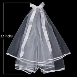 DDazzling Girls' Floral Crown with Crystals, Communion Comb, and Veil for First Holy Communion Accessories (White, One Size, Hairband)