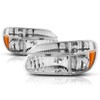 [4Pcs-Set] Headlights Assembly+Corner Lamps Compatible with Ford Explorer 95-01,Chrome Housing/Amber