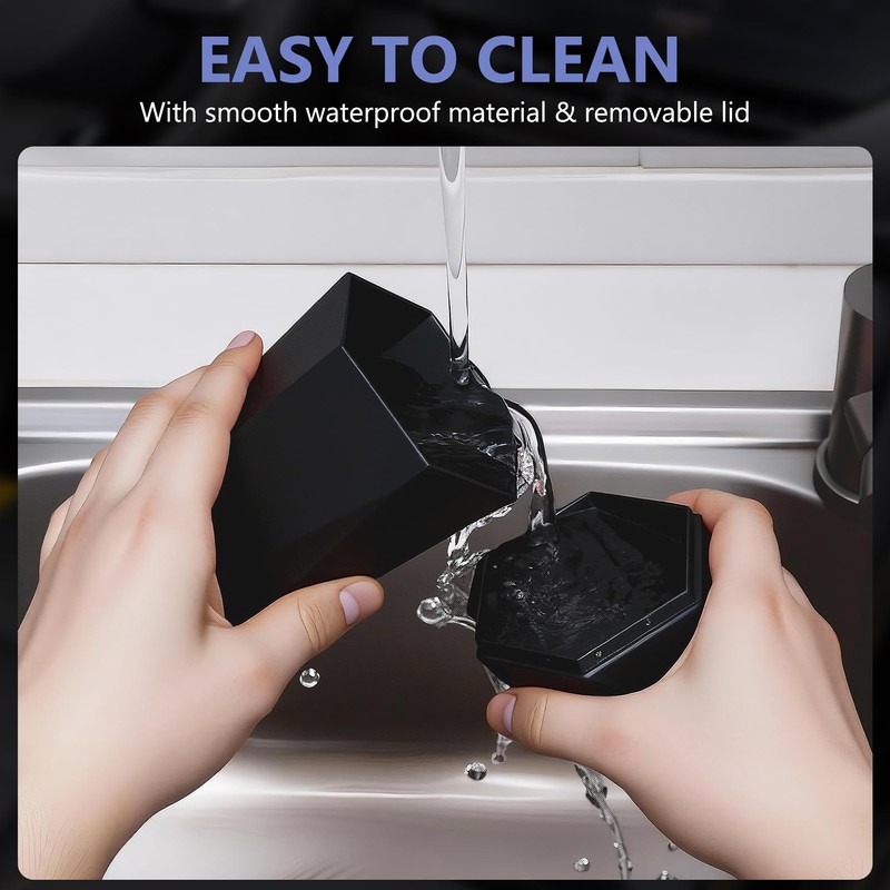 Car Trash Can with Lid, Leakproof, 15 Trash Bags, Black,