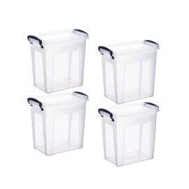 Superio Storage Bins with Lids, Clear Plastic Containers for Organizing, Stackable Totes, BPA Free, Odor Free, Organizer Boxes for Home, and Dorm (4 Pack, 7 Qt)