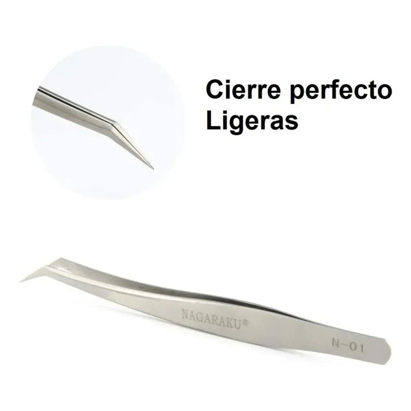 Set 2 Pinzas De Precision Nagaraku Para Pestañas + Estuche