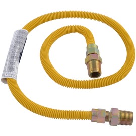 Eastman 48 Inch x 3/8 Inch OD Flexible Gas Line Connector with (2) 1/2 Inch MIP Fitting Ends for Natural Gas and Liquid Propane, Stainless Steel, Yellow, 10YE505048B