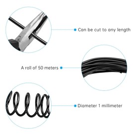POPOYU 50 m Aluminium Wire 1 mm, Craft Wire Silver Thin, Metal Wire Sculpture for Making Crafts, Binding Wire DIY Sculptures, Black