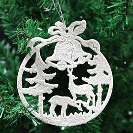 Robelli White Christmas Tree Hanging Pendant Baubles Decoration Ornaments (3 x Reindeer Scene)
