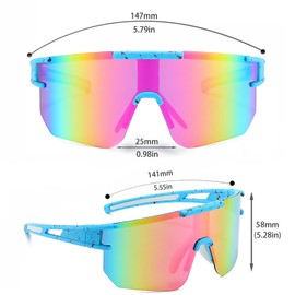 Hshenjhu Sports Sunglasses, UV400 Protection Cycling Glasses, Polarised Sunglasses, Men's Cycling Glasses, Windproof Cycling Glasses, Unisex Sports Style Cycling Glasses, for Running, Baseball, MTB